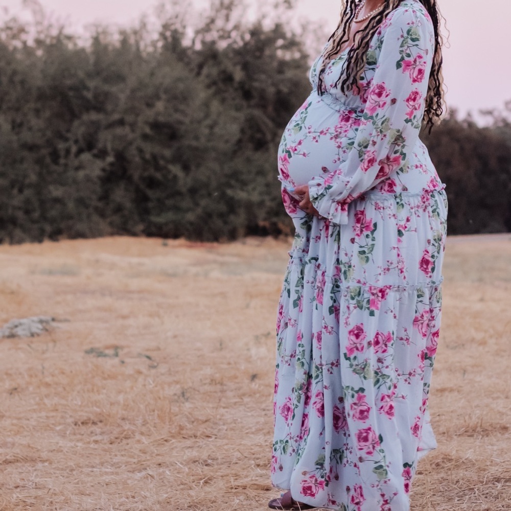 Pinkblush Floral Long Sleeve Maternity Dress